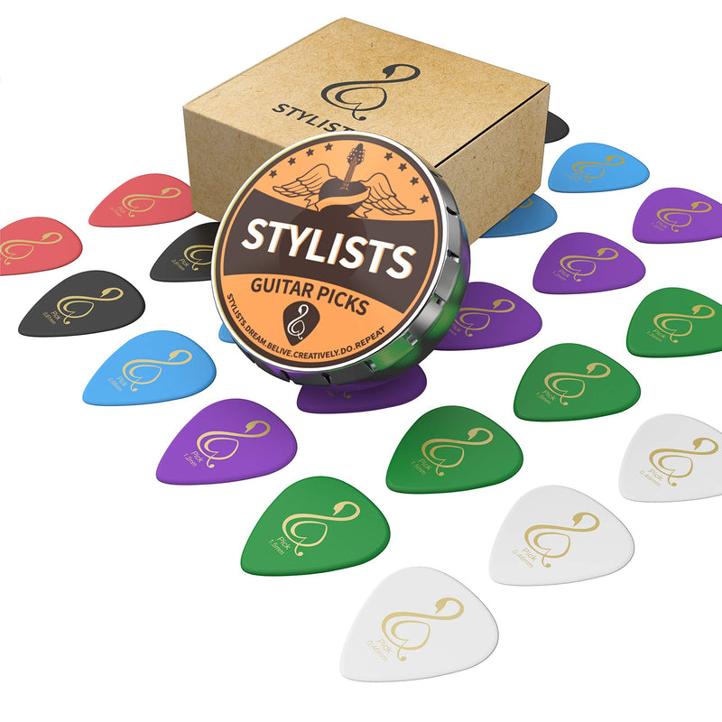 Electric Guitar Picks 30 Pack with 6 Levels of Thickness ranging from Thin,Medium to Heavy,Perfect for Electric,Acoustic and Bass Guitars and even for Ukulele