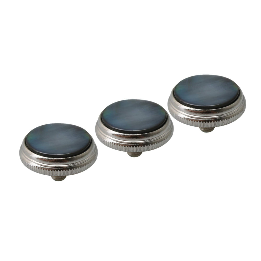Yibuy Silver Trumpets Finger Buttons Zinc Alloy with Shell Inlays Pack of 3