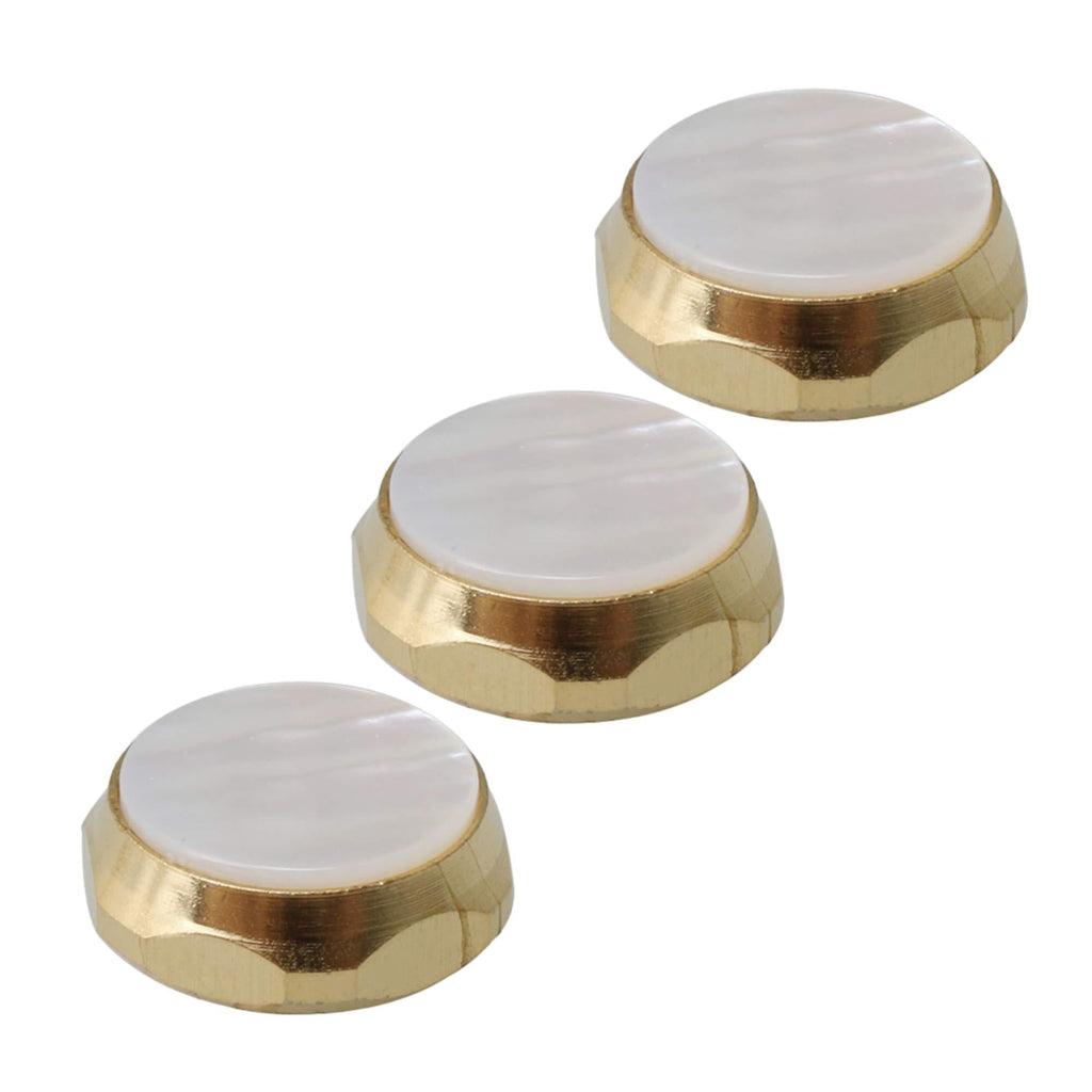 Yibuy Golden Trumpets Finger Buttons Zinc Alloy White Shell Inlays Pack of 3