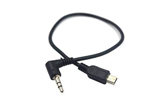 Duttek Right Angled 90 Degree 3-Pole 3.5mm DC Male AUX Audio Jack to Mini USB Male Microphone Adapter Cable-0.3m/Black
