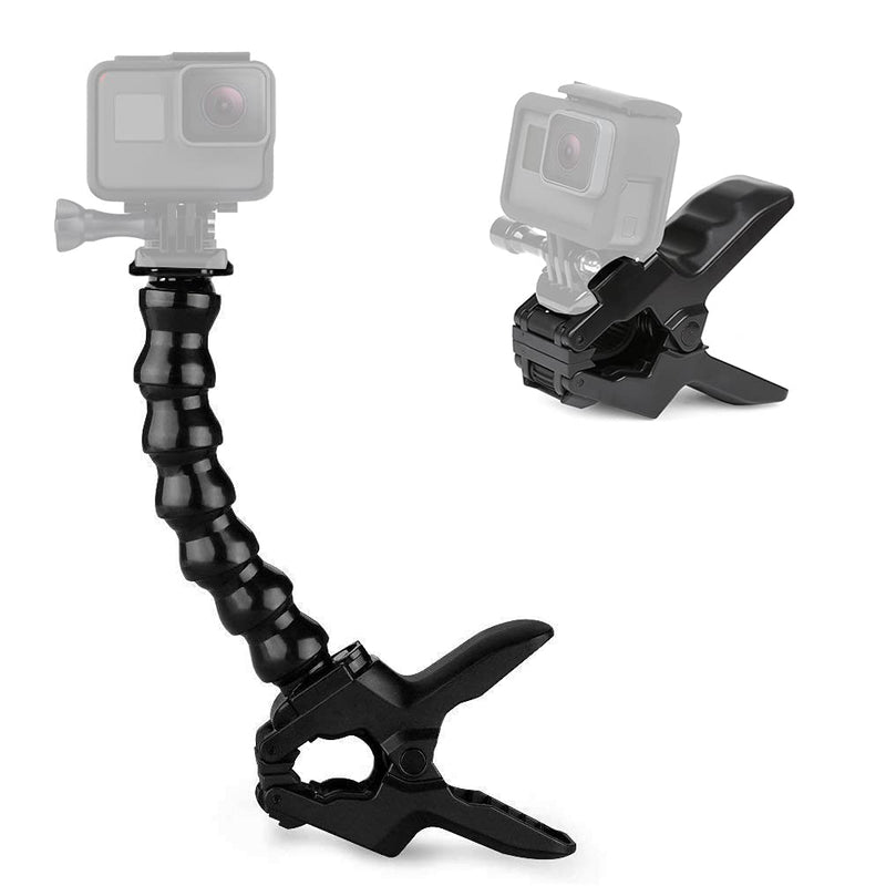 ParaPace Jaws Flex Clamp Mount Used with Seven Joint Stand Adjustable Gooseneck for Gopro Hero 10/9/8/7/6/5/4/3+ DJI SJCAM Action Cameras Accessories(Black) Mount with Seven Joint Stand