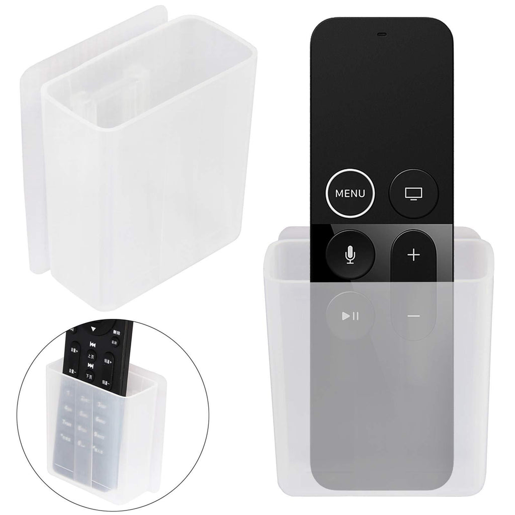 [2 Pack] Universal Remote Control Holder 7x6x3cm, Wall Mount Media Organizer - Pinowu Self-Adhesive Storage Box, Office Supply Accessories