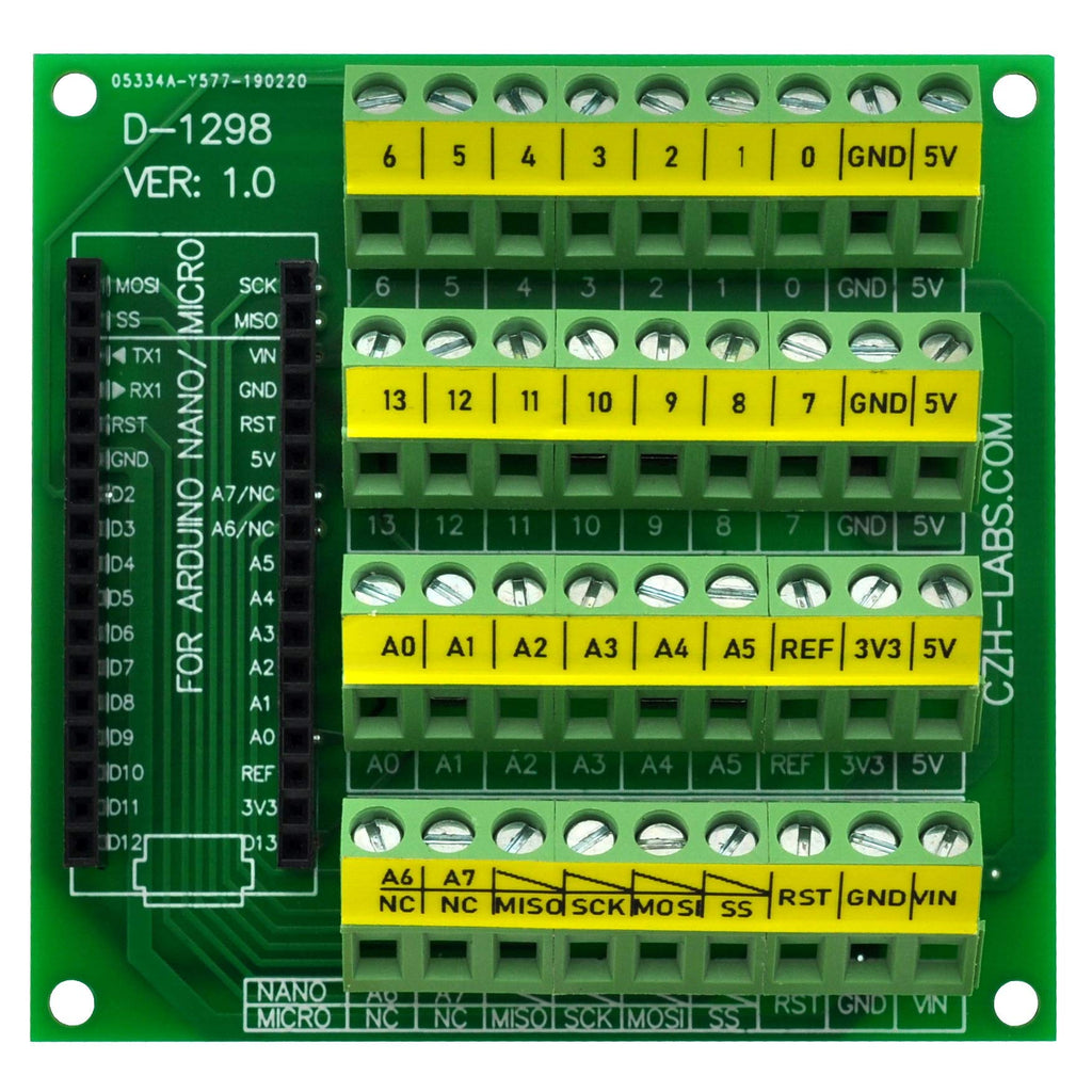 CZH-LABS Screw Terminal Block Breakout Module Board for Arduino Nano/Micro.