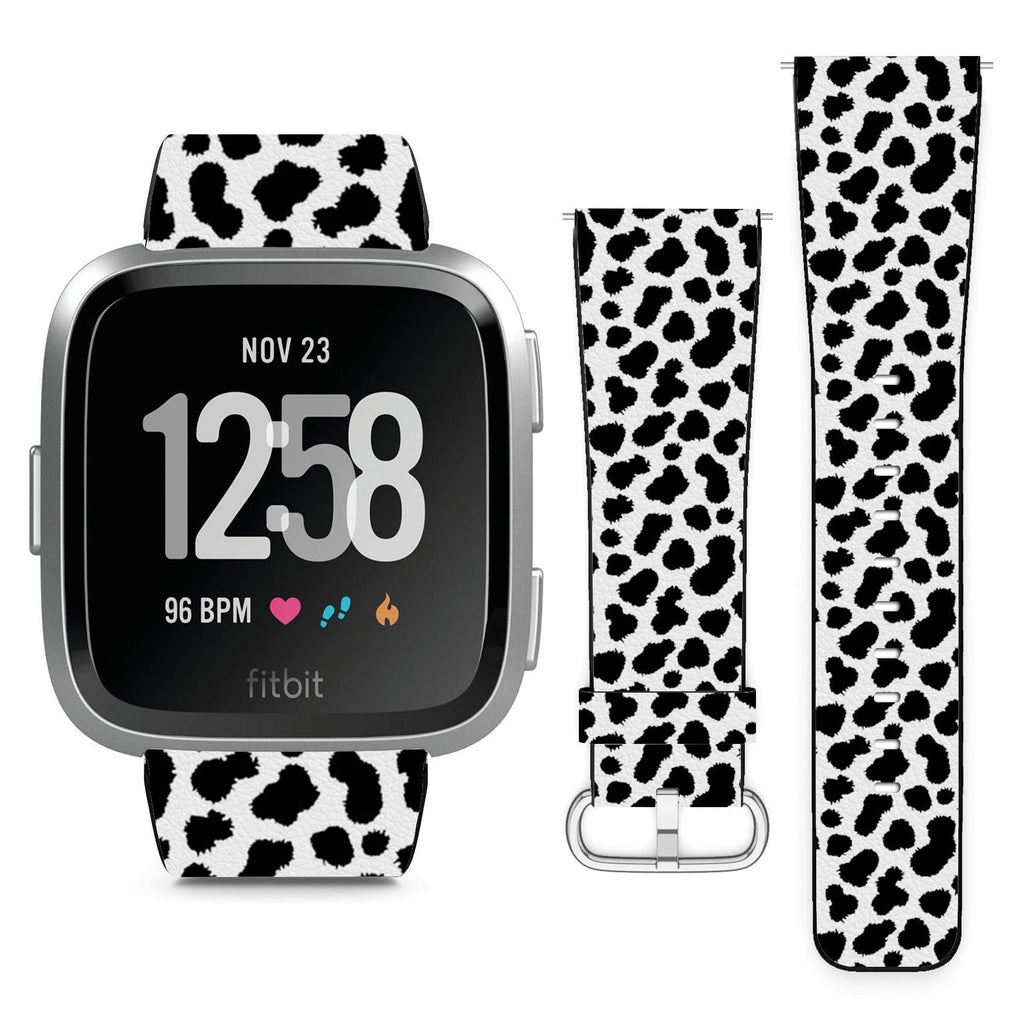 Compatible with Fitbit Versa, Versa 2, Versa Lite, Leather Replacement Bracelet Strap Wristband with Quick Release Pins // Animal Texture Print