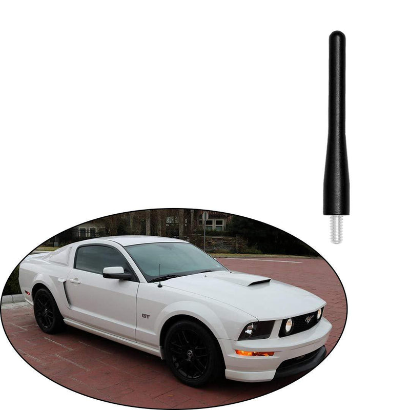 Black 3.6" Aluminum Short Direct Replacement Screw Thread Performance Antenna Mast Whip fits Ford 1995-2010 Ford Explore, 1994-2009 Ford Mustang