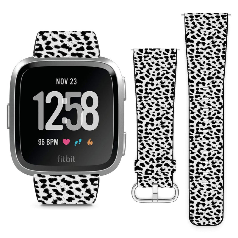 Compatible with Fitbit Versa, Versa 2, Versa Lite, Leather Replacement Bracelet Strap Wristband with Quick Release Pins // Leopard Cheetah Skin