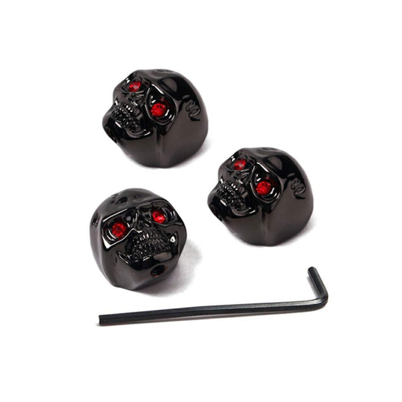 DISENS Skull Head Volume Tone Control Knobs Buttons with Allen Wrench for Electric Guitar Replacement Parts & Accessories (Black) Black
