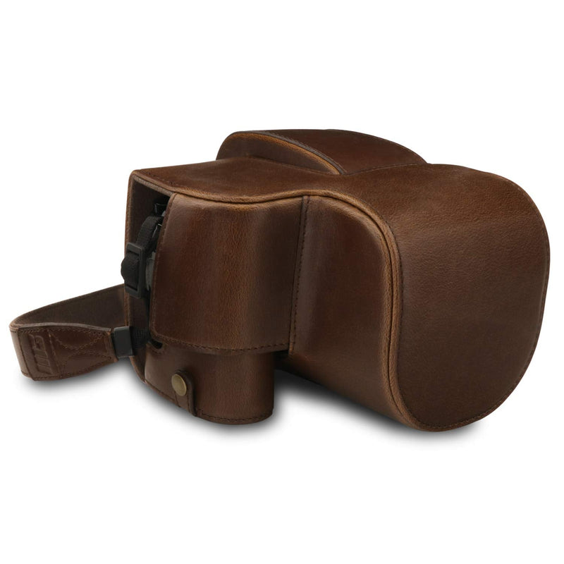 MegaGear Ever Ready Leather Camera Case Compatible with Leica V-Lux 5, Panasonic Lumix DC-FZ1000 II Dark Brown