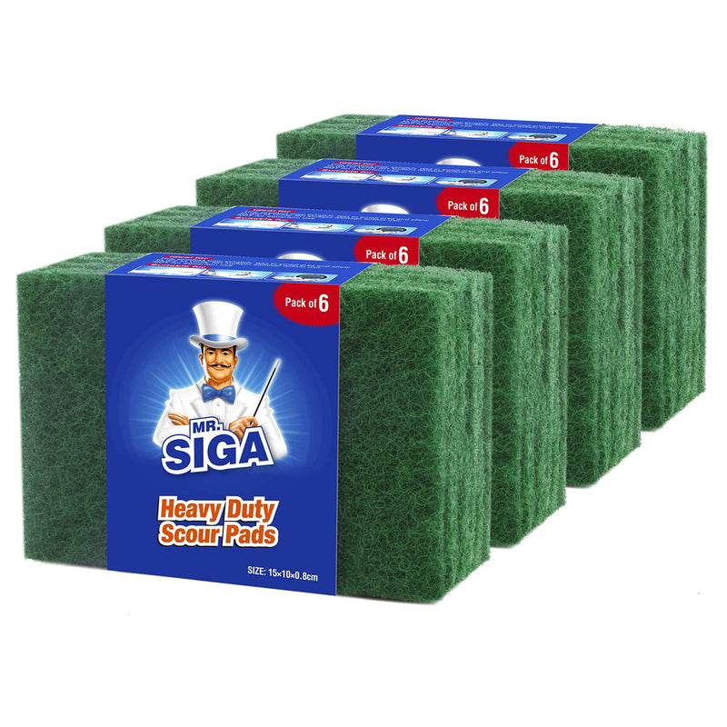 MR.SIGA Heavy Duty Scouring Pads, Household Scrubber for Kitchen, Sink, Dish, 24-Pack, 3.9 x 5.9 inch (10 x 15 cm), Green 24 Scouring Pads