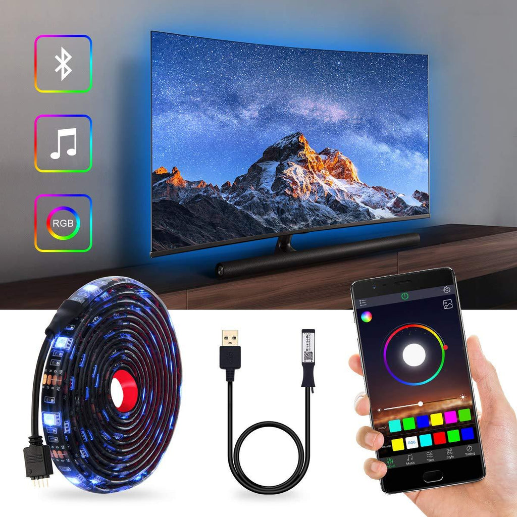 [AUSTRALIA] - Excellux LED Strip Lights TV LED Backlight, RGB LED Strip, Bias Lighting USB Powered for 40 Inch-60 Inch TV,Mirror,PC, APP Control Sync to Music, 6.56ft/2M 5050 RGB Waterproof IP65 