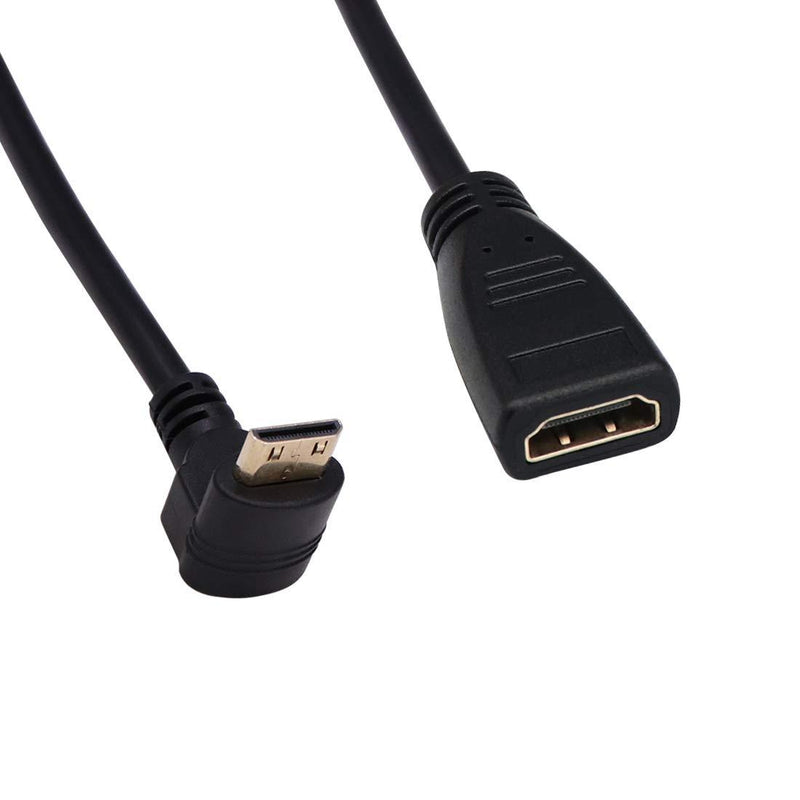 Mini HDMI to HDMI High Speed Cable for Supports Cameras, Camcorders, Digital SLR Cameras, Tablets, HDTVs and Other HDMI Device (90 Degree A Male to C Female Cable 0.6m) 90 Degree A Male to C Female Cable 0.6m