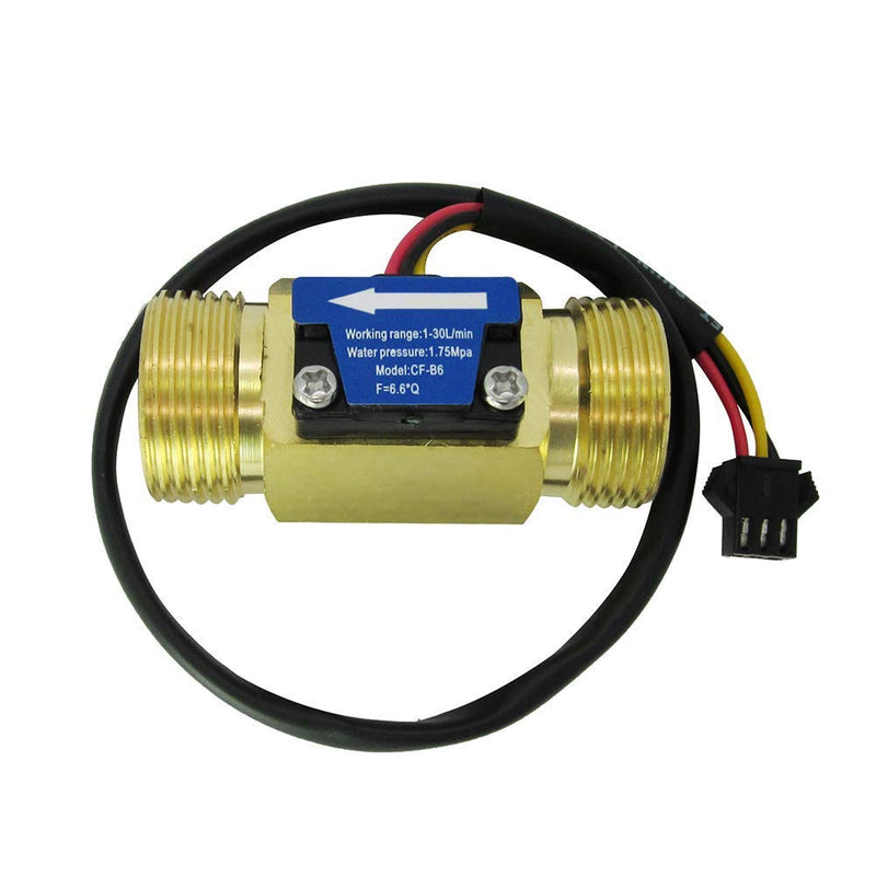 DIGITEN G3/4" Brass Water Flow Sensor, Hall Effect Liquid Flow Meter Flowmeter Counter 1-30L/min G3/4 inch Male Thread