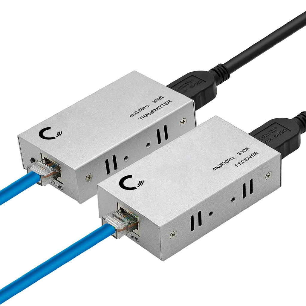 Expert Connect | 4K 330ft HDMI Extender Over Cat5e / Cat6 / Cat7 Ethernet Cable, 1080p, 3D 4K@30Hz - 330ft