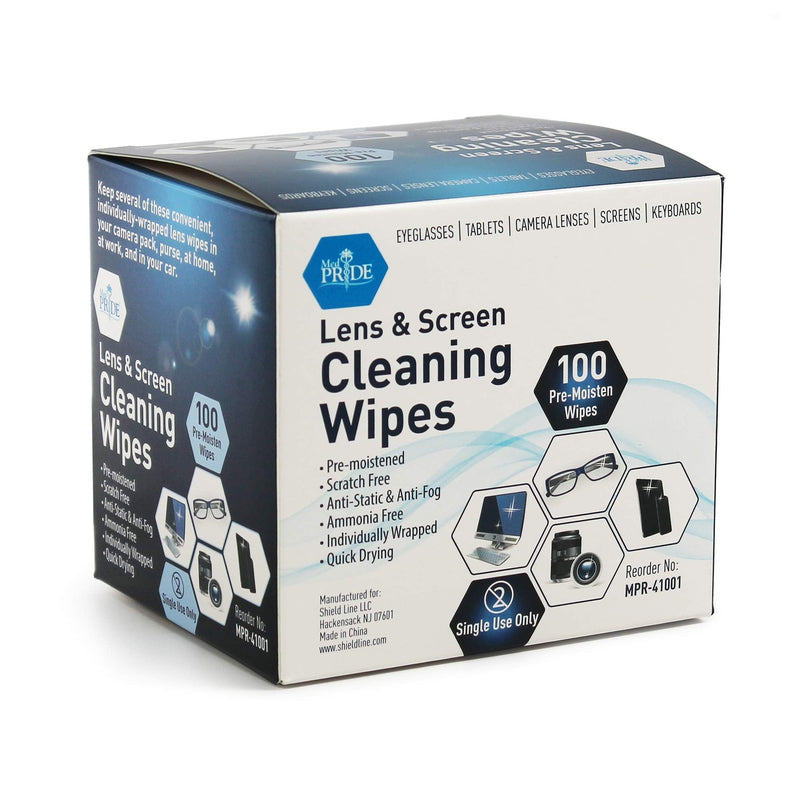 [AUSTRALIA] - Medpride Premoistened Lens Wipes| Anti-Static, Anti-Fog, Quick-Dry & Scratch-Free| Cleaning Cloths for LED Touch Screen, iPhones, iPads, Computer Monitors, Eyeglasses, Camera Lenses, Laptop (100) 100 
