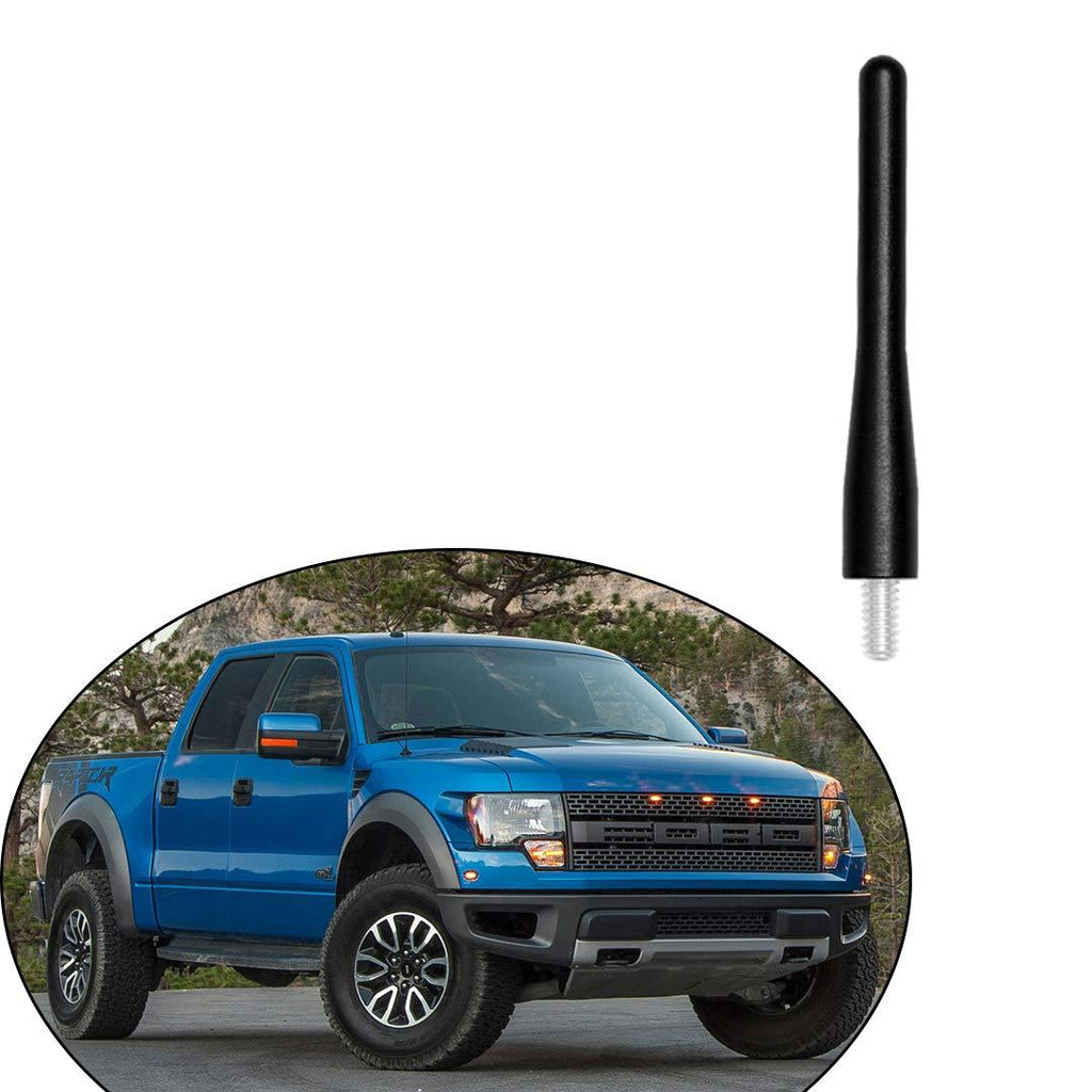 Black 3.6" Aluminum Short Direct Replacement Screw Thread Performance Antenna Mast Whip fits Ford F150 & Raptor Truck 2009-2018