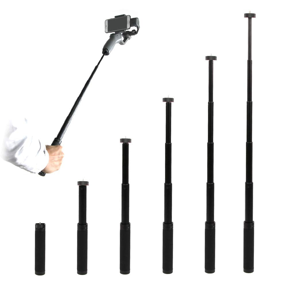 Rantow Aluminum Camera Selfie Stick - 6 Segments Adjustable Extension Rod Scalable Holder Compatible with DJI Osmo Pocket/Osmo Mobile 2 and Zhiyun Smooth 4 Handheld Gimbal Camera - with 1/4 Inch Screw