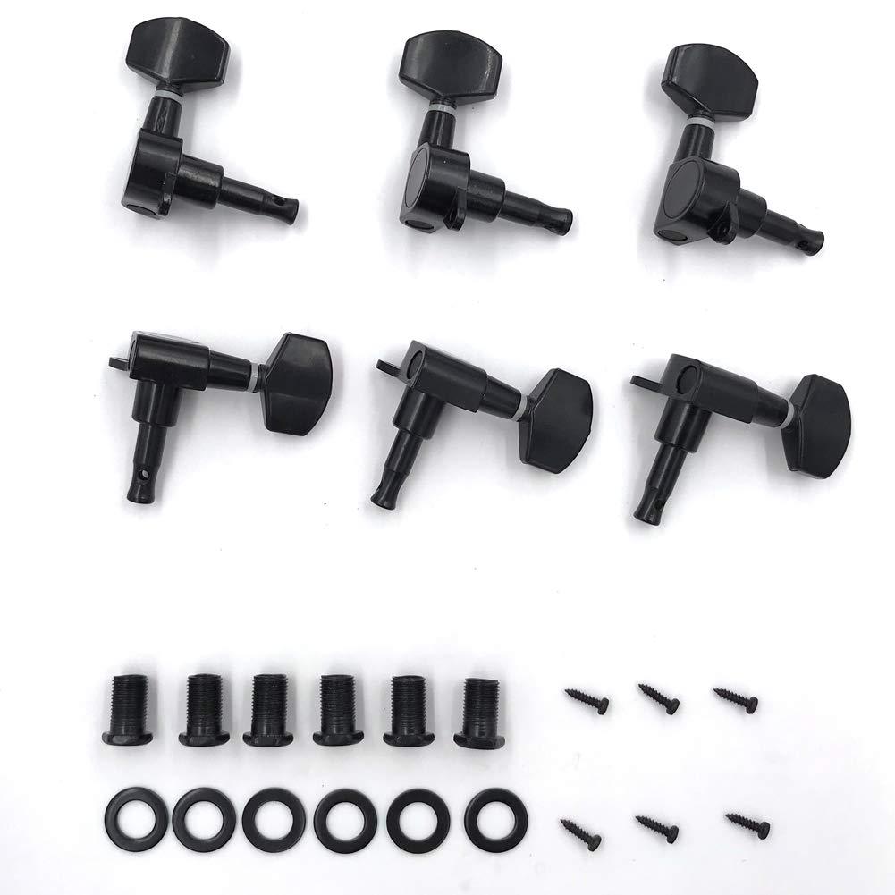 ATCG Guitar Tuning Pegs 6 Pieces 3L3R Chrome Tuners Machine Heads Knobs for Acoustic or Electric Musician Instrument Parts Accessories Guitar String Tuning Peg Replacement (Black) Black