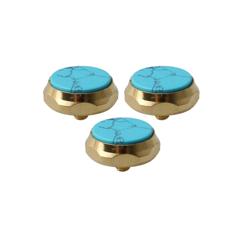Yibuy 3pcs Inlay Blue Turquoise Trumpet Finger Buttons Brass Instrument Parts