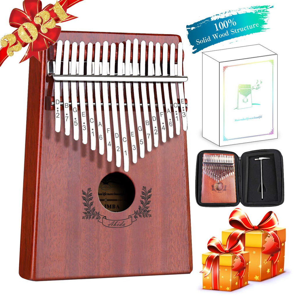 Abida Kalimba 17 Keys Thumb Piano EVA Waterproof Case Study Instruction Tuning Hammer, Solid Finger Piano Mahogany Body Portable Musical Instrument Gifts for Kids and Adult Beginners With Case