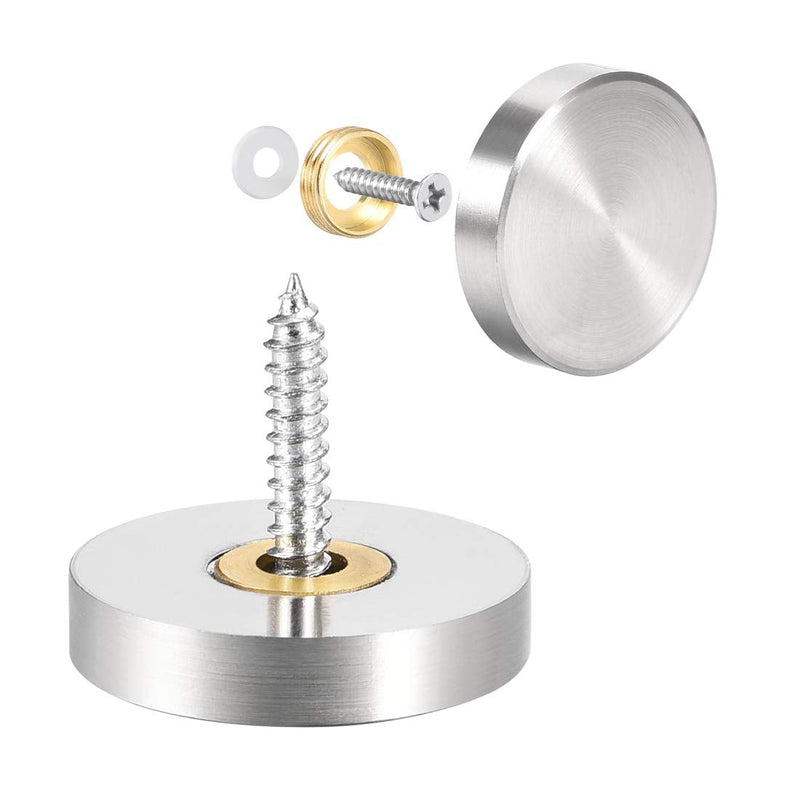 uxcell Mirror Screws Decorative Caps Cover Nails Brushed Stainless Steel 25mm, 8pcs 25 mm