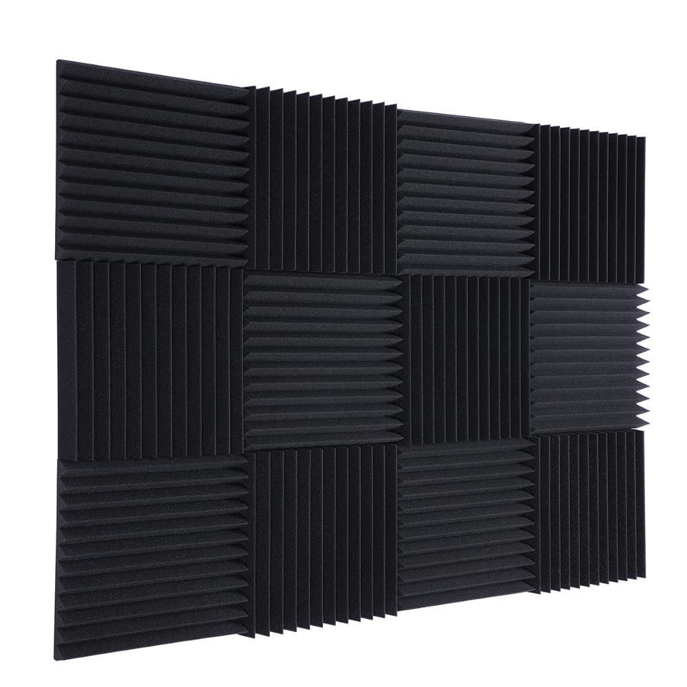 TRUE NORTH Acoustic Foam Panels 12 Pack (1 or 2 Inch Thick) – Acoustic Panels Sound Absorbing, Studio Acoustic Foam 2 Inch, Sound Foam Panels, Sound Deadening Foam, Sound Panels, Espuma Acustica 1 Inch