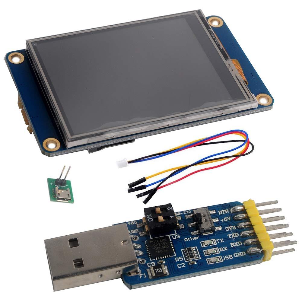 Nextion Display 4.3 inch NX4827T043 Resistive Touch Screen HMI TFT UART LCD Module 480x272 + CP2102 USB to TTL Adapter Serial Module for Arduino Raspberry Pi