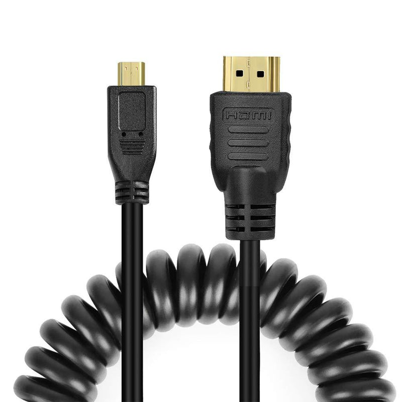 Copeak Coiled HDMI to Micro HDMI Cable High Speed Micro HDMI to Full HDMI Male Cable 19.7"/50cm High Speed Support 1080p Ethernet & Audio Return 50cm
