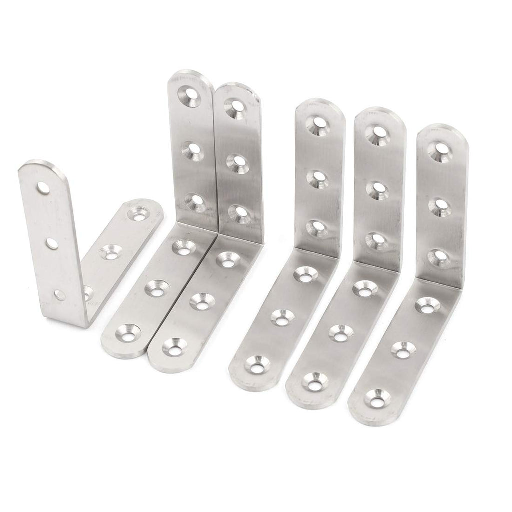 Sscon 6Pcs L-Shaped Corner Braces Stainless Steel Wood Joint Right Angle L Bracket for Shelves Furniture 90mm x 90mm 90 x 90 x 20mm