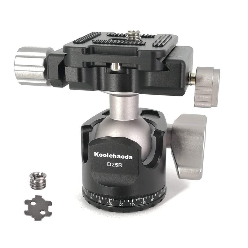 koolehaoda Mini Panoramic Tripod Ball Head, 360 Degree Rotating Panorama Ballhead with Arca Plate 1/4 to 3/8 Srew Adapter for Tripods Monopod Slider DSLR Camera Camcorder.(D25R)