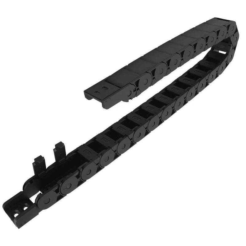 LMioEtool R28/38 15mm x 20mm(Inner H x Inner W) Black Plastic Cable Wire Carrier Drag Chain 1M Length for CNC, with End Connectors - Semi Enclosed Type (Inner Side openable) 15*20B