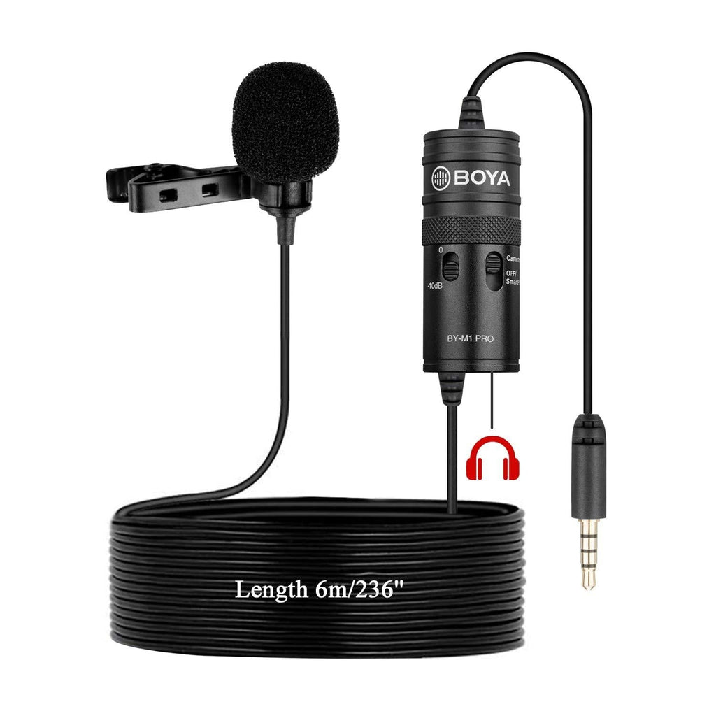 New Monitor Lavalier Microphone for Canon iPhone Podcast, 19 Feet BOYA Omnidirectional Condenser Mic for Nikon Sony iPhone 10 8 8 Plus 7 6 DSLR Camcorder Audio Recorder YouTube Interview Video TRRS Pro