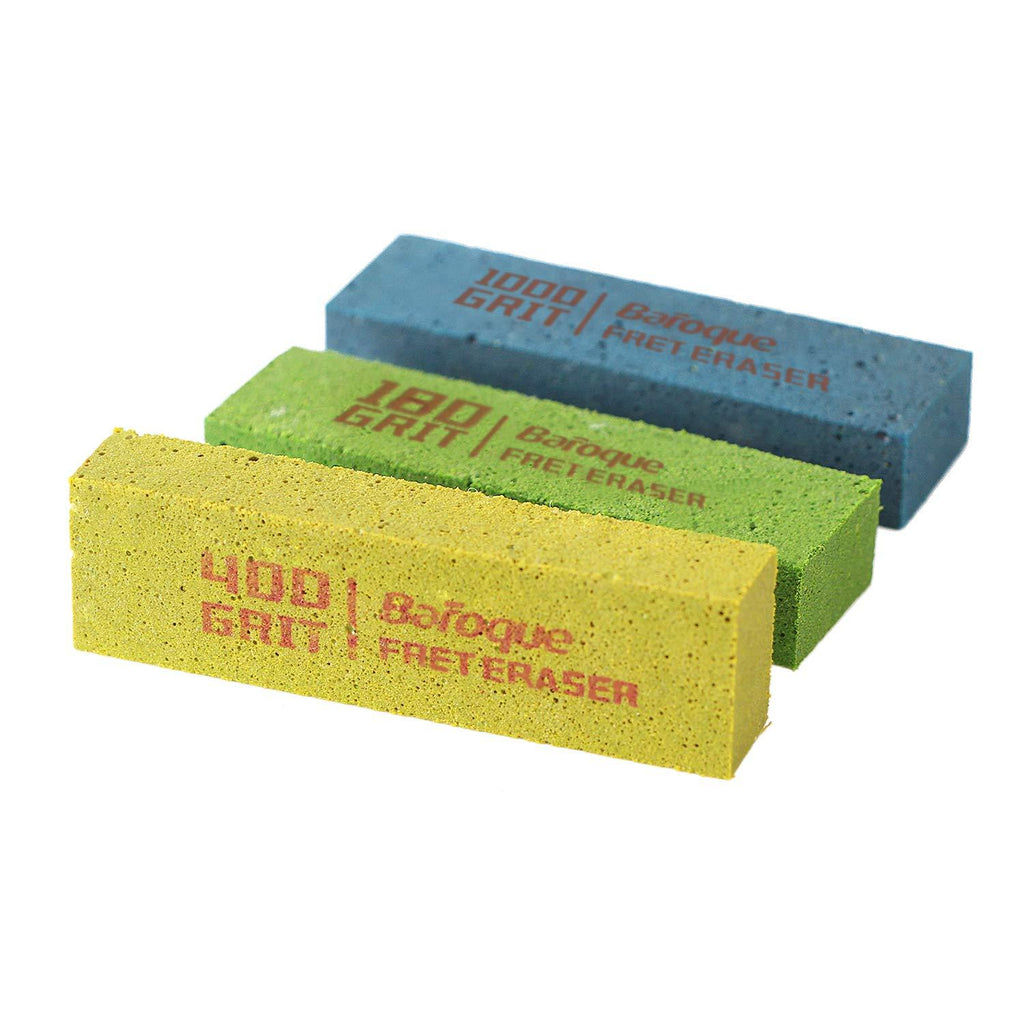 3pcs Fret Erasers Abrasive Rubber Blocks Guitar Fret Polishing Rubbers Set 180/400/1000 Grit 3pcs