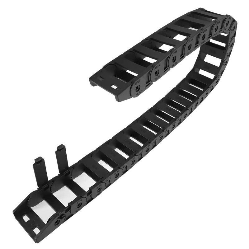 LMioEtool R38 18mm x 38mm(Inner H x Inner W) Black Plastic Cable Wire Carrier Drag Chain 1M Length for CNC, with End Connectors - Bridge Type (Inner Side openable) 18*38