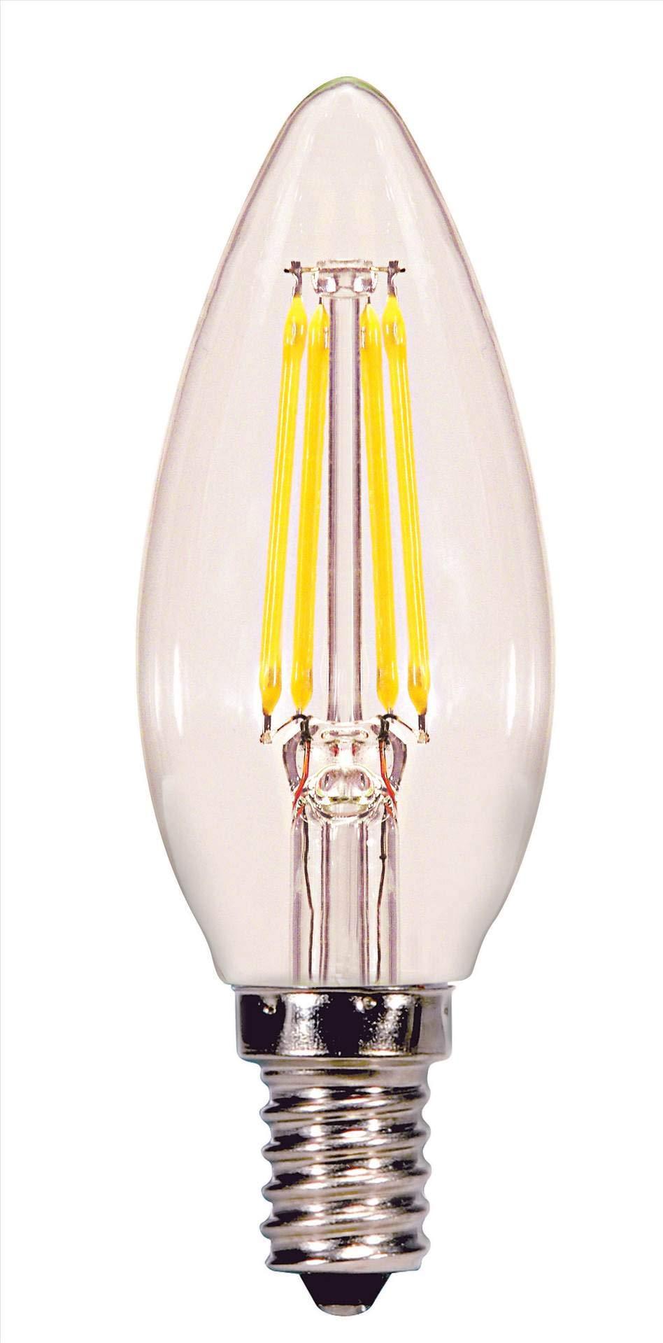 Satco S29877 4.5 watt B10 LED; Clear; Candelabra Base; 2700K; 350 lumens; 120 Volts 6-Pack Replaces S9877