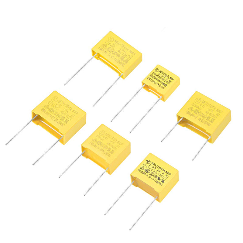 [AUSTRALIA] - uxcell Polypropylene Safety Capacitors Kit DIP 275VAC X2 MKP 6 Value - 0.1uF 0.15uF 0.22uF 0.33uF 0.47uF 0.68uF 60 Pcs 