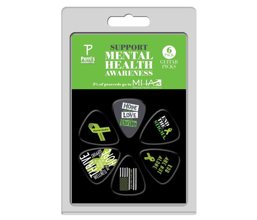 Perri's Leathers LP-MHA1 Perri's Guitar Picks - 6 Pack Mental Health Awareness Guitar Picks Hope, Love, Thrive Picks