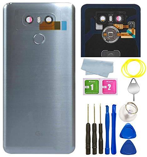 BSDTECH for G6 Back Glass Cover,Waterproof Battery Door Cove+Camera Lens Cover/Fingerprint with Tape Parts Replacement for LG G6 H871 H872 US997 VS998 LS993 (Ice Platinum) Ice Platinum