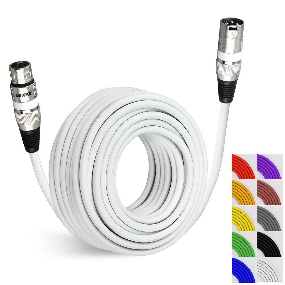 [AUSTRALIA] - EBXYA XLR Microphone Cable DMX Cables 50 ft, XLR Mic Cords XLR Male to Female 50 Feet, White 50ft 
