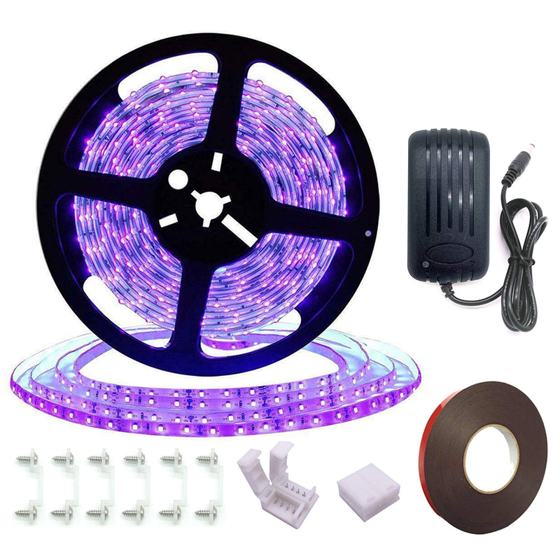 [AUSTRALIA] - Black Light Strip, Purple LED Strip 16.4Ft/5M 300 Units Lamp Beads, IP65 Waterproof Purple Light for Dance Party, Body Paint, Night Fishing, Work with 12V 2A Power Supply 