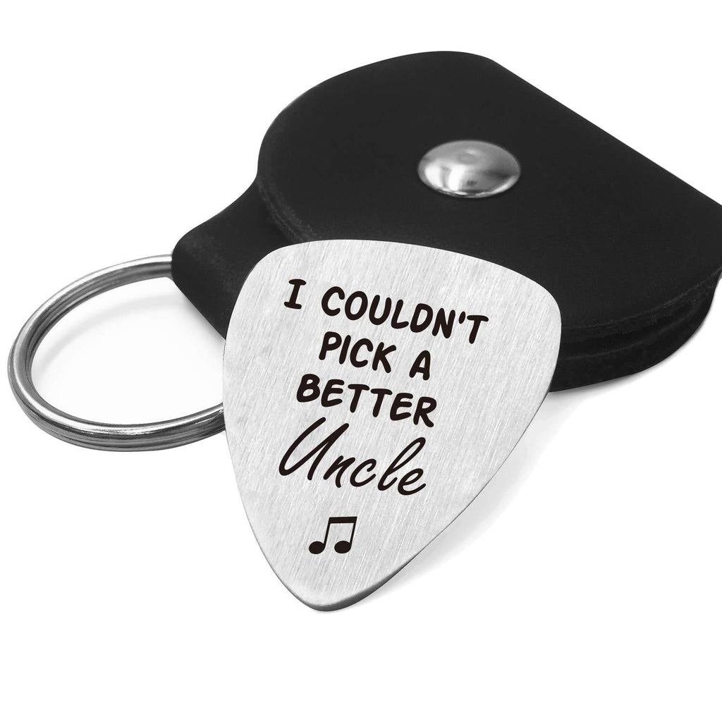 Best Uncle Guitar Pick Gifts - Stainless Steel Guitar Pick with Guitar Pick Holder Case - I Couldn't Pick a Better Uncle - Perfect Family Gift Ideas for Father's Day Birthday Christmas