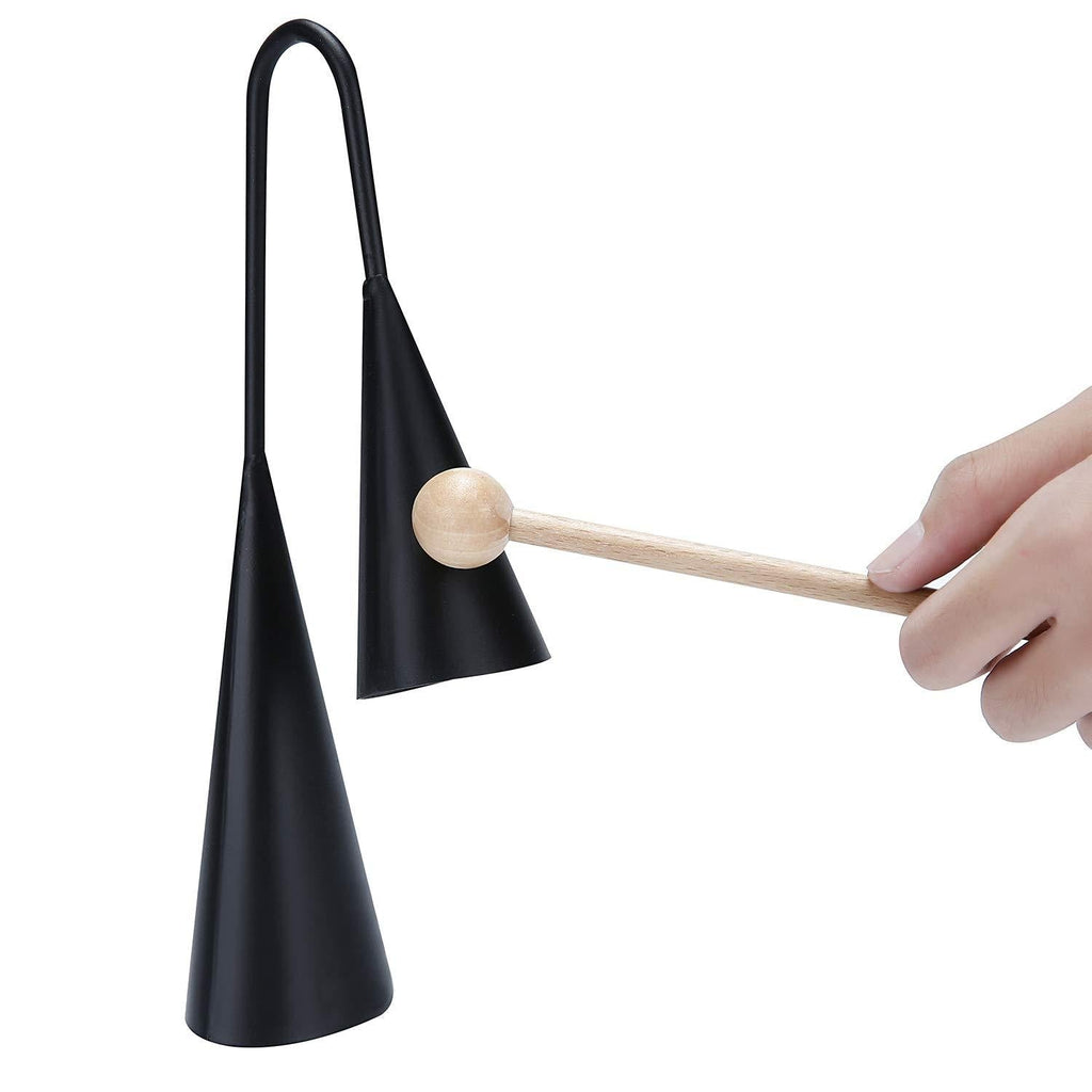 Agogo Bell, Two Tone, Traditional Handheld Latin Percussion Instrument with Wooden Stick