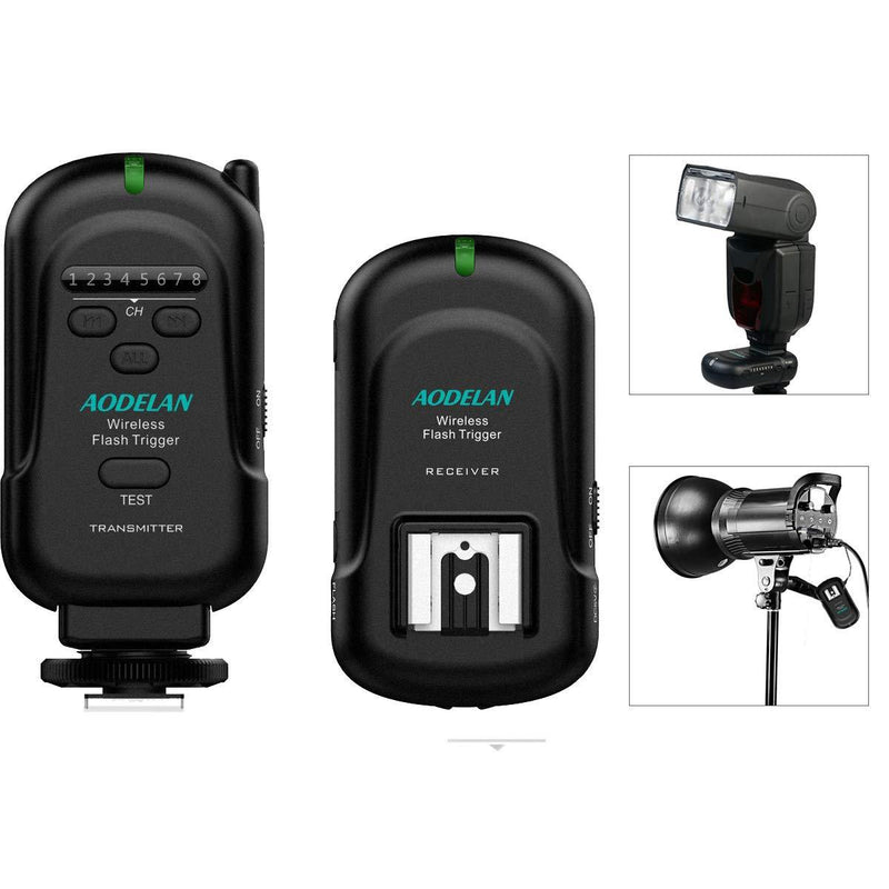 AODELAN Wireless Flash Trigger Transmitter and Receiver 2.4 GHz Frequency for Canon, Nikon, Olympus, Panasonic, Pentax, Fuji, Samsung,Sony(Except Sony Flashes)