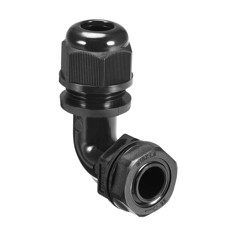 uxcell M16 Cable Gland, 90 Degree Waterproof IP68 Nylon Joint Adjustable Locknut for 6mm-10mm Dia Cable Wire