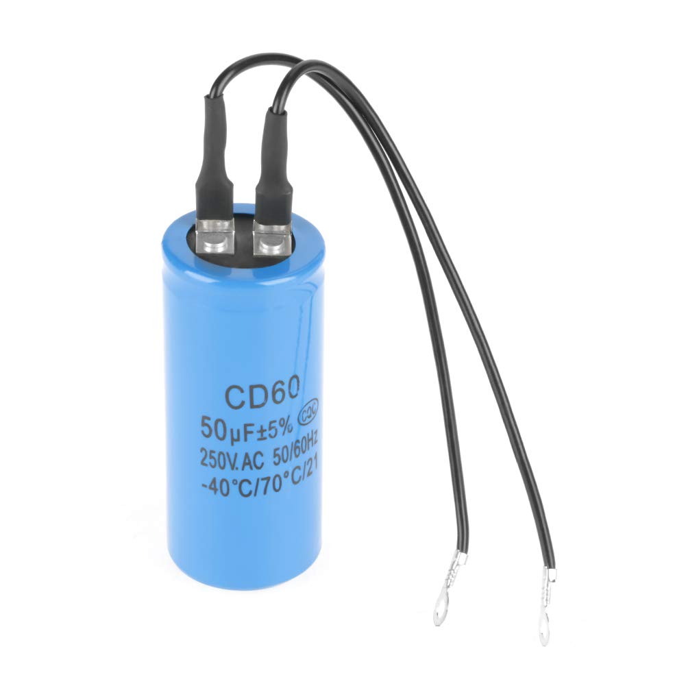 YWBL-WH CD60 Run Capacitor with Wire Lead 50uF 250V AC 50/60Hz for Motor Air Compressor Metallized Polypropylene Film