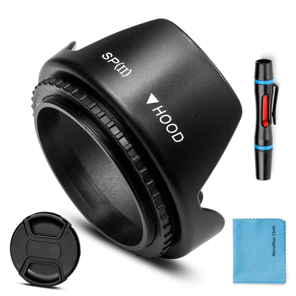 62mm Lens Hood,Universal Tulip Flower Lens Hood Sun Shade with Centre Pinch Lens Cap for Canon Nikon Sony Pentax Olympus Fuji Camera 62mm Tulip lens hood