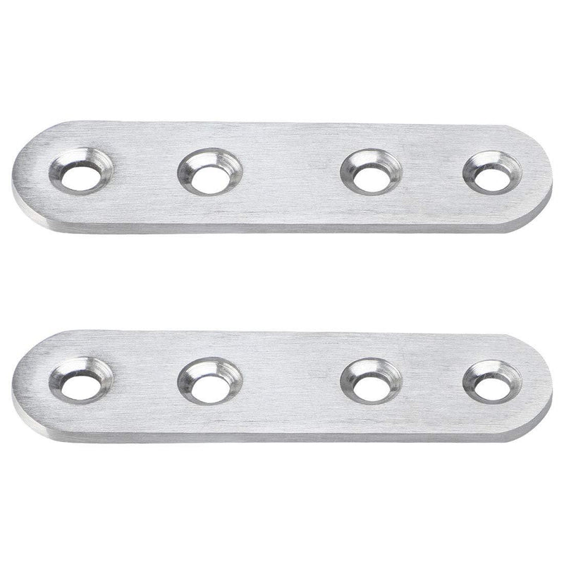 uxcell 2pcs Straight Bracket Stainless Steel 80mm Flat Brace Fastener Brackets Corner Protector Support with Screws for Furniture Silver Tone