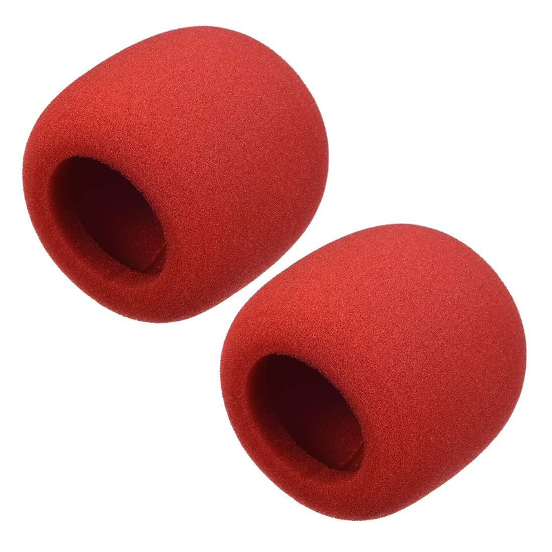 uxcell 2PCS Thicken Ball-Type Sponge Foam Mic Cover Handheld Microphone Windscreen Shield Protection Wine-Red for KTV Broadcasting