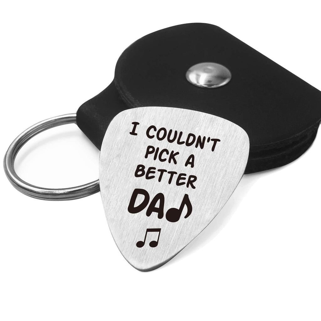 Best Dad Gifts - Father Love Quotes Stainless Steel Guitar Pick with Guitar Pick Holder Case - I Couldn't Pick a Better Dad Guitar Pick - Perfect Family Gift Ideas for Fathers Day Birthday Christmas