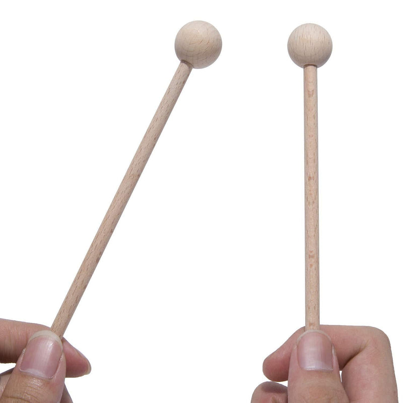 Wood Mallets Percussion Sticks for Xylophone, Chime, Wood Block, Glockenspiel and Bells, 8 Inch Long