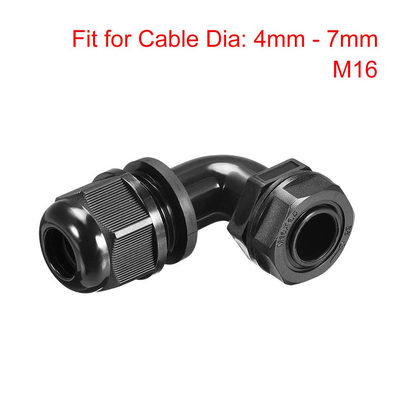 [AUSTRALIA] - uxcell M16 Cable Gland, 90 Degree Waterproof IP68 Nylon Joint Adjustable Locknut for 4mm-7mm Dia Cable Wire 